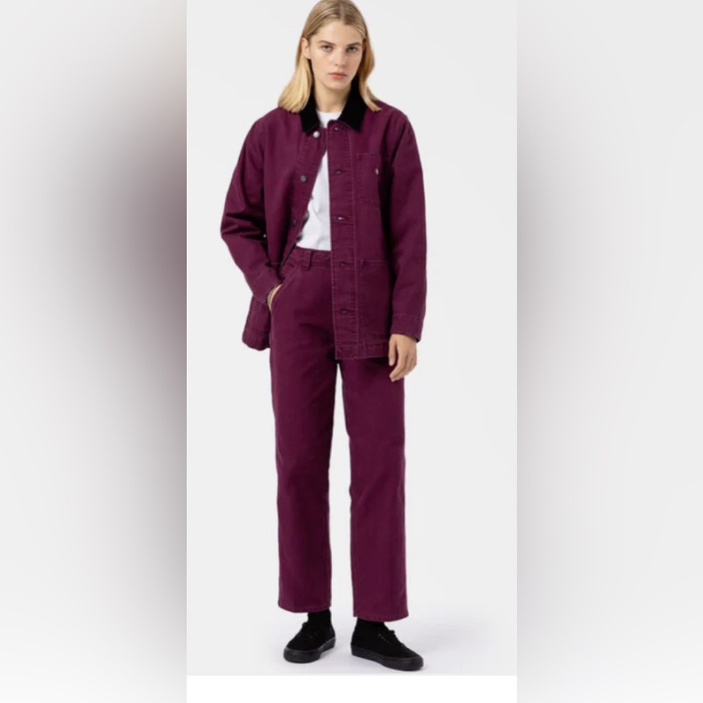 🔥Urban Outfitters DICKIES WOMEN'S DUCK CANVAS PANTS - GRAPE WINE. NWT - Picture 3 of 8